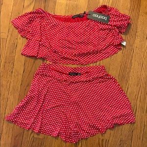 Boohoo crop top and shorts set